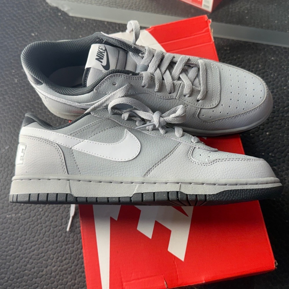 Nike Big Nike Low Wolf Grey White Mens Basketball Shoes 355152-017 Size 8.5 NEW